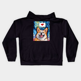 Smiling Corgi Love Kids Hoodie